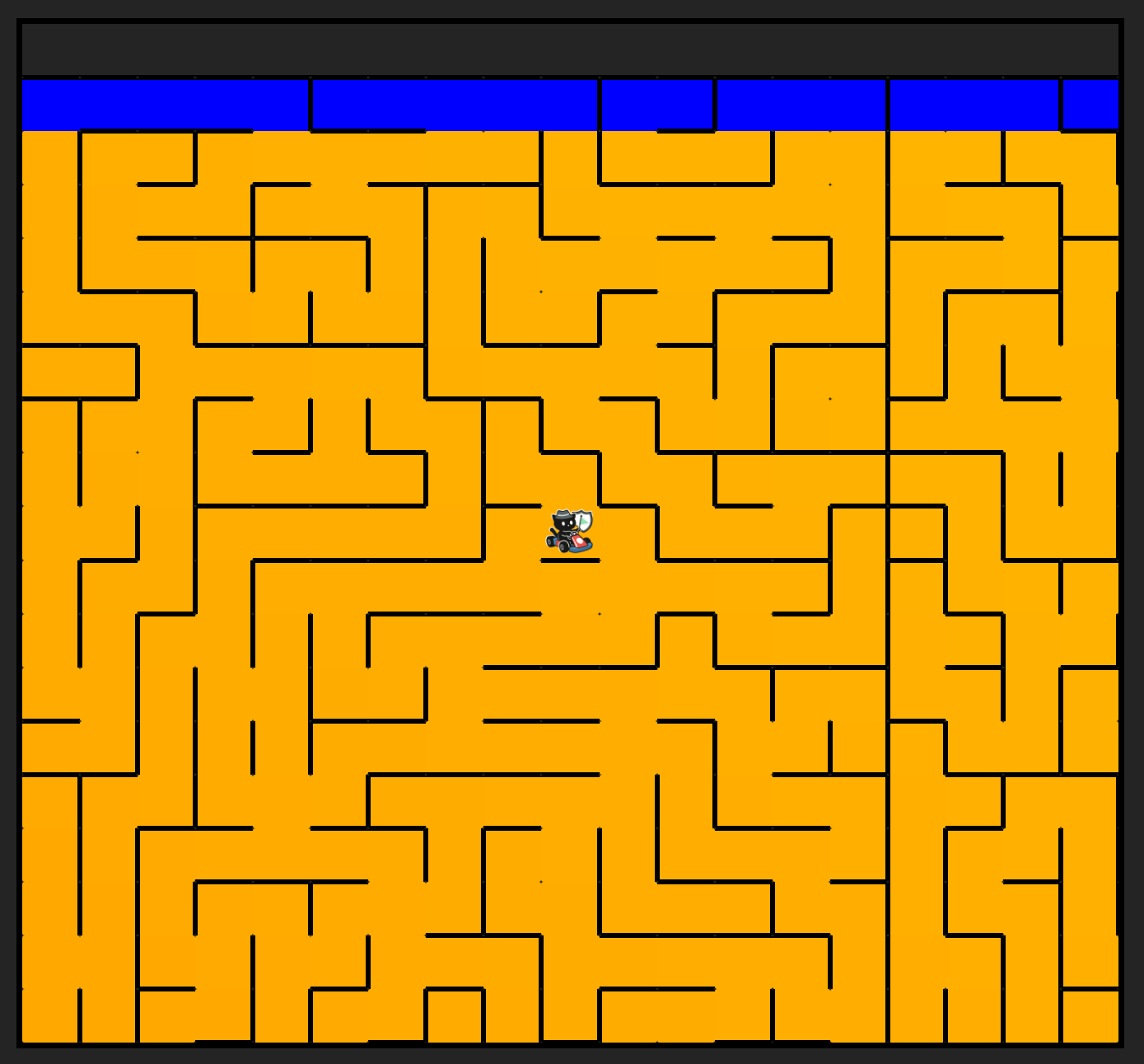 The orange and blue maze but with a wall